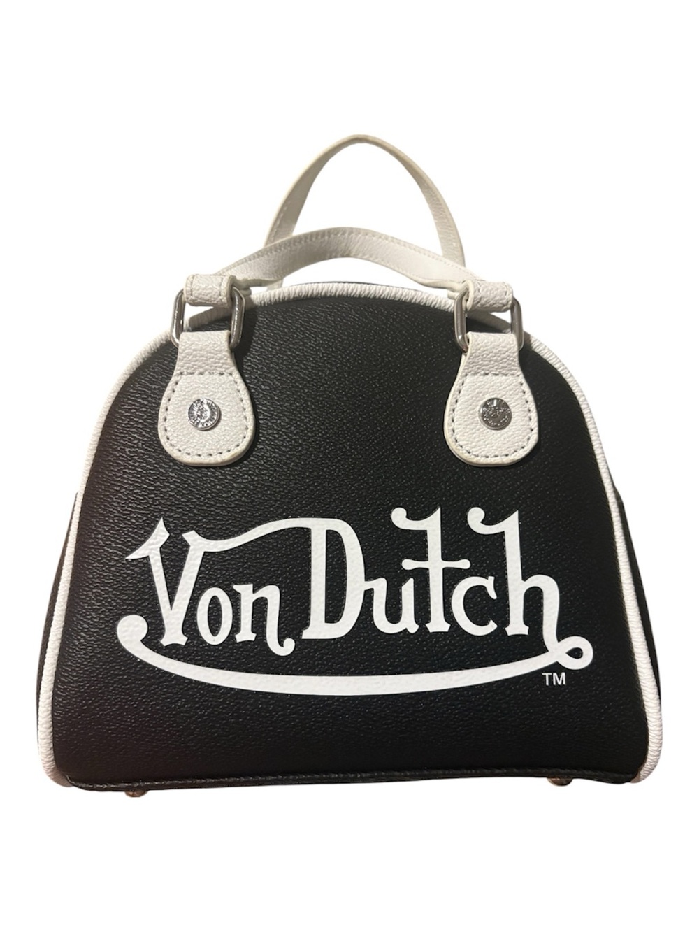 Von Dutch Black and White Mini Dome Satchel